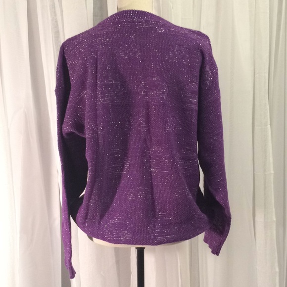 SOLD VTG ‘80s Purple and Silver Metallic Sweater - Picture 2 of 5